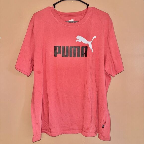 PUMA Men's Short Sleeve Logo Tee T-Shirt in Red Black - Size XXL - Picture 5 of 8